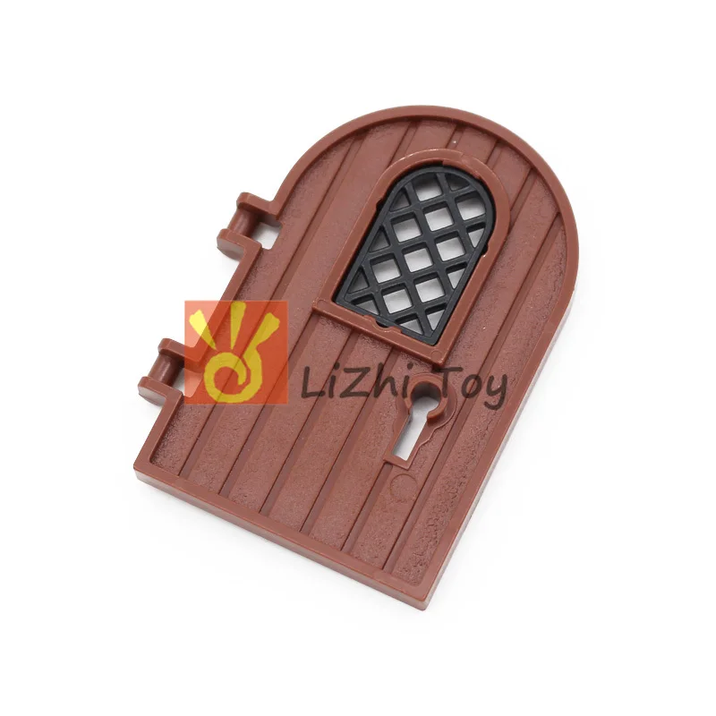 MOC 64390 Door 1x4x6 Round Top with Pane Window and Keyhole Enlighten Building Blocks Bricks Toys Compatible Construction