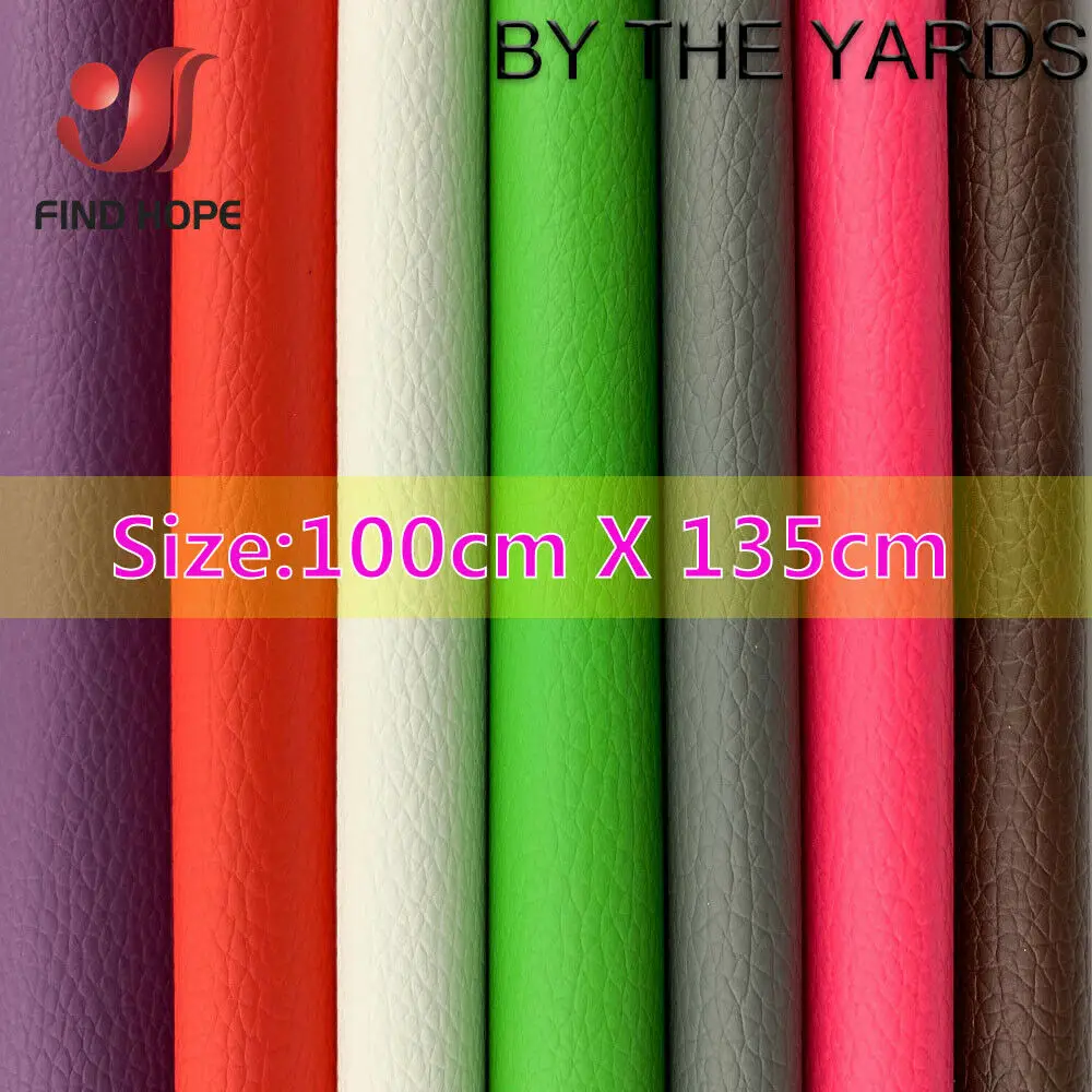 By Metre 100*135cm Litchi Leatherette PU Faux Leather Fabric Vinyl Car Upholstery Bag Sofa Earring Sewing DIY 39*54inch