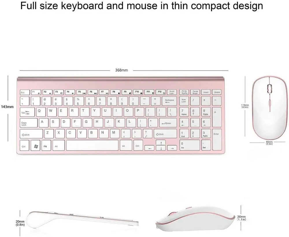 Wireless Keyboard and Mouse Suite USA / FR (AZERTY) pink Keyboard is Suitable For Mac Windows UNIX System USB Plug And Play