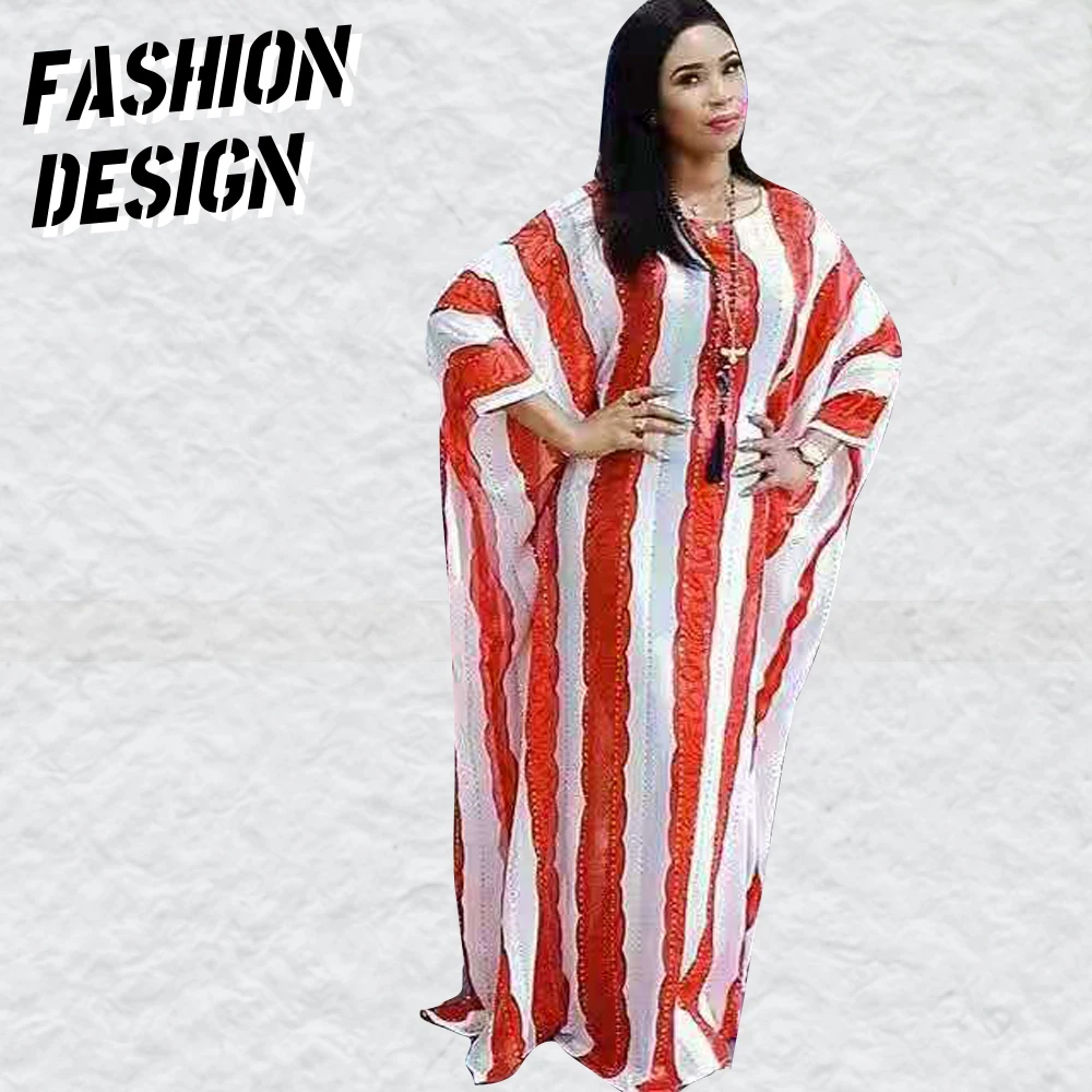 Fashion Casual Dress 2021 Woman Spring O Neck Striped Batwing Sleeve Dresses Bohemian Party Vestidos Femme