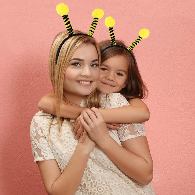 Bee Headbands Creative Cute Bee Tentacle Hair Hoop Head Bands with Pom Poms Bee Head Hoop and Glasses Boppers F3MD