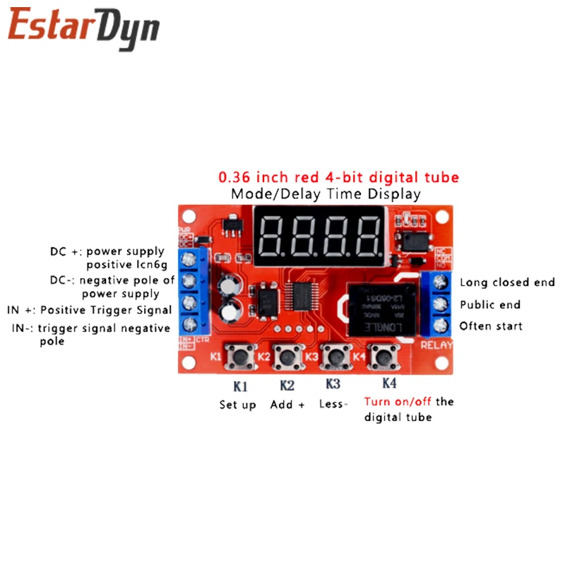 Ajustável Tempo Delay Relé Módulo, LED, Timming Digital, Timer, gatilho, interruptor, interruptor de controle do temporizador, DC 5V, 12V, 24V, 10A