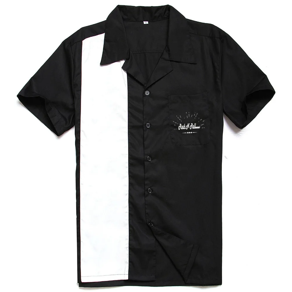 SISHION Cotton Shirt Men ST126 chemise homme Short Sleeve Black Summer Bowling Men Shirt