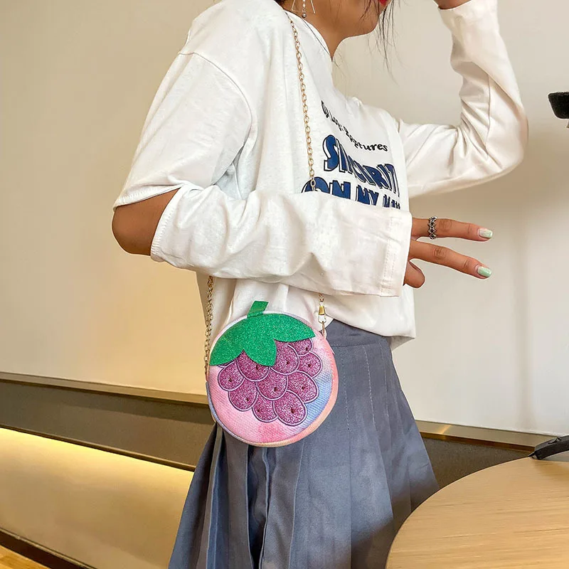 Novas crianças sacos 2021 outono novas frutas das crianças saco do mensageiro menina bonito kawaii bolsa de ombro