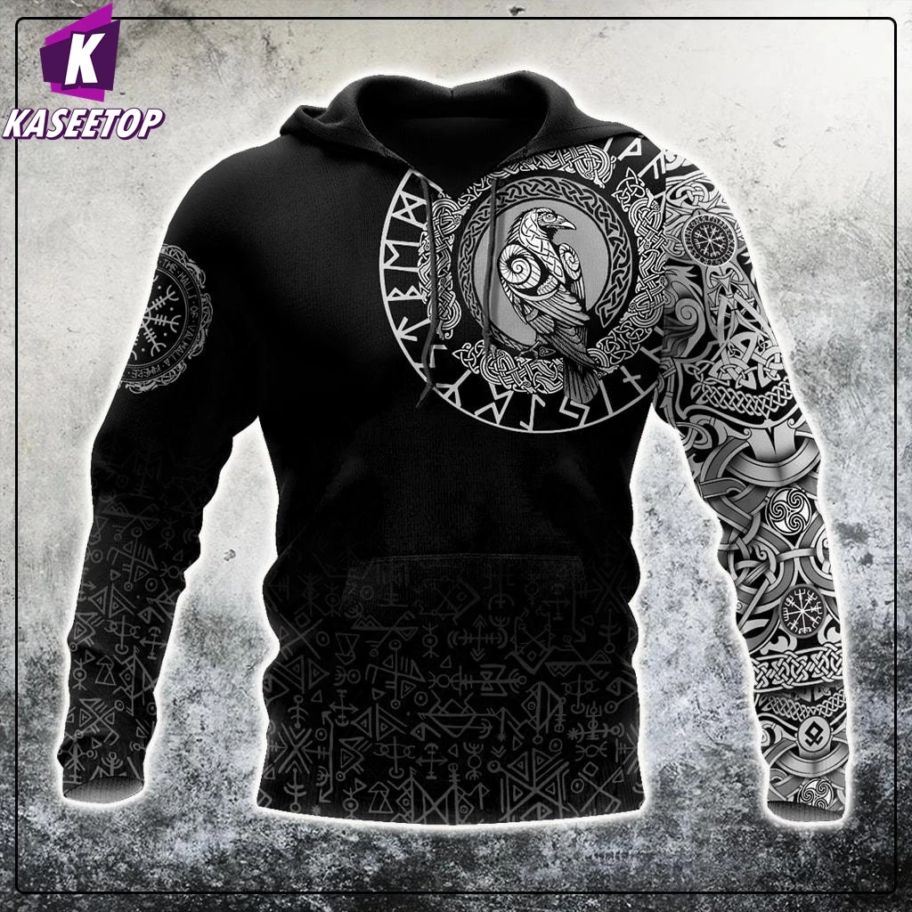 

Refine Viking Symbol Printing 3D Hoodies Men European And American Style Hooded Clothes Autumn Boutique Pattern Sweatshirts Coat