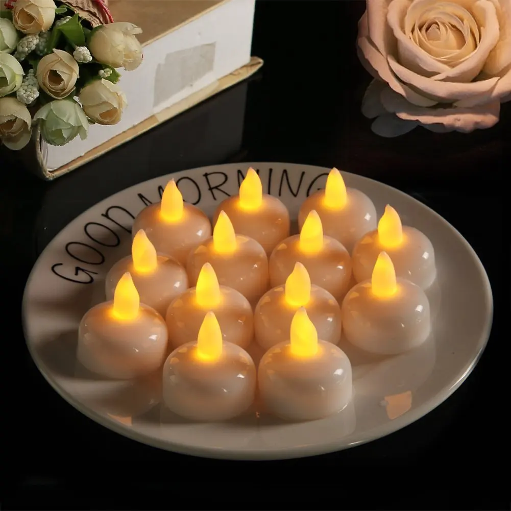 PheiLa LED Candle Lamps Soak Water Light Up Mini Lamp Button Battery Powered for Romantic Valentine Couple Dating Ambient Lamp