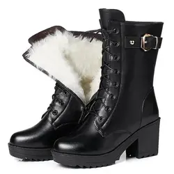 New Women'S Ankle Boots Real Leather Lace Up Women Winter Shoes Fashion Cool Short Boots Women Footwear