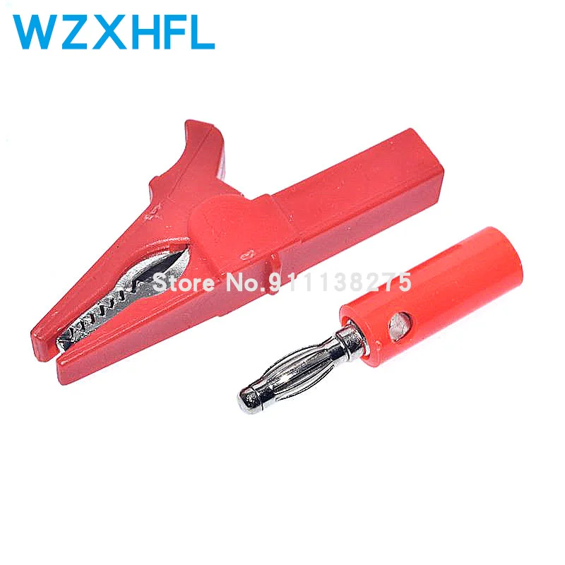 55MM Alligator clip + BANANA PLUG, test probe with 4mm Banana Plug Cable Clips