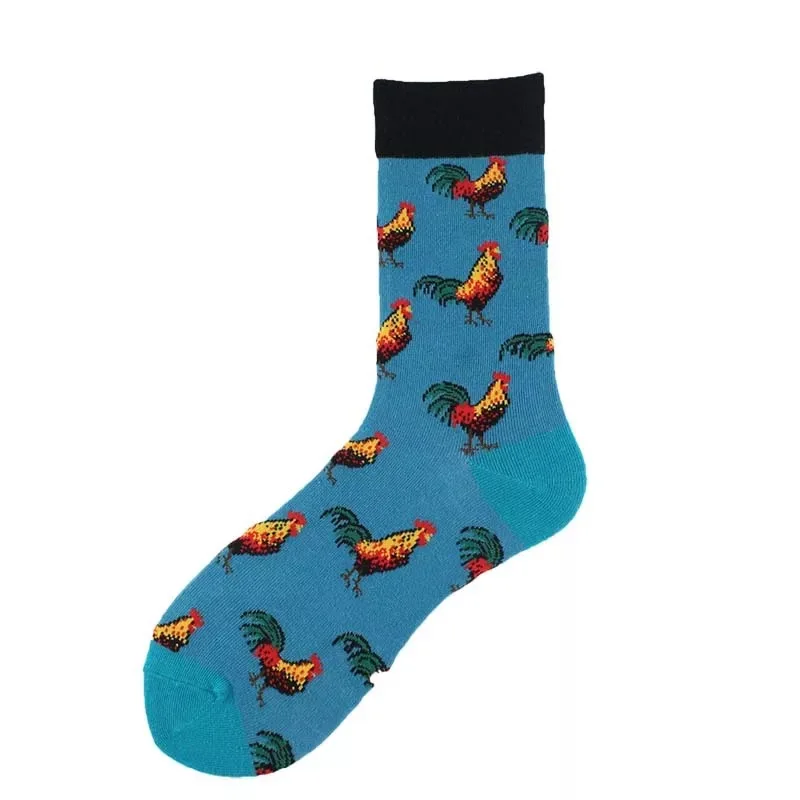 New Hiphop Cotton Men\'s Socks Harajuku Happy Funny Fruit animal Comb Dress Socks for Male Wedding Christmas Gift