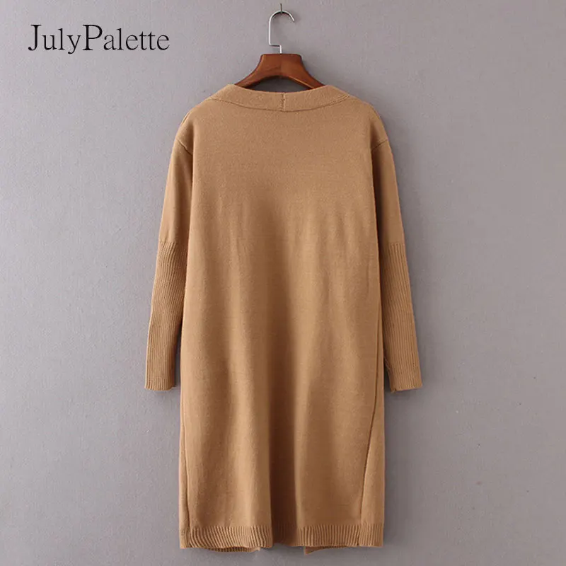 Julypalette Autumn Winter Women Knitted Cardigan Coats Casual Loose Pocket Female Full Sleeve Sweater Cardigan Ladies Tops 2022