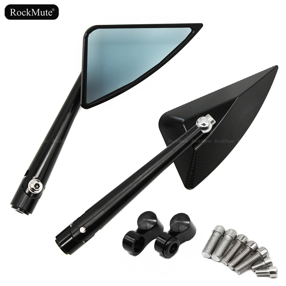 Adjustable Motorcycle Black Rear View Side Triangle Mirrors fits 8mm/10mm Holes Retro For Aprilia/BMW/DUCATI/HONDA/KAWASAKI etc