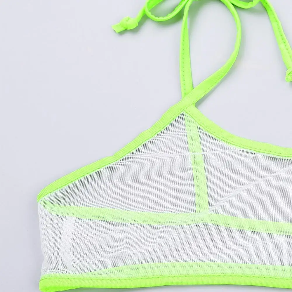 Adult Women Transparent Mesh Swimwear Sex Female Mini Micro Bikini Swimsuit Bathing Suit Bra Top&G-String Thong Briefs Underwear