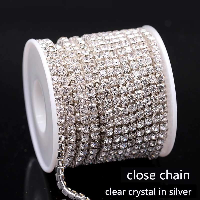 SS6 8 10 12 14 16 SS18 1Yard 10Yards Sparking Rhinestone Sew-On Glue-On For Garment Jewelry Applique Accessories Trim Cup Chains