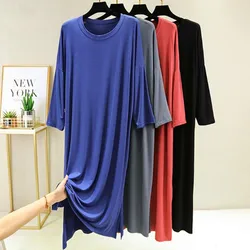 New Cotton Nightgown Women Nightdress Modal Loose Sleep Wear 3/4 Sleeve Casual Ladies Nightwear Sleepshirts Spring Autumn Dress