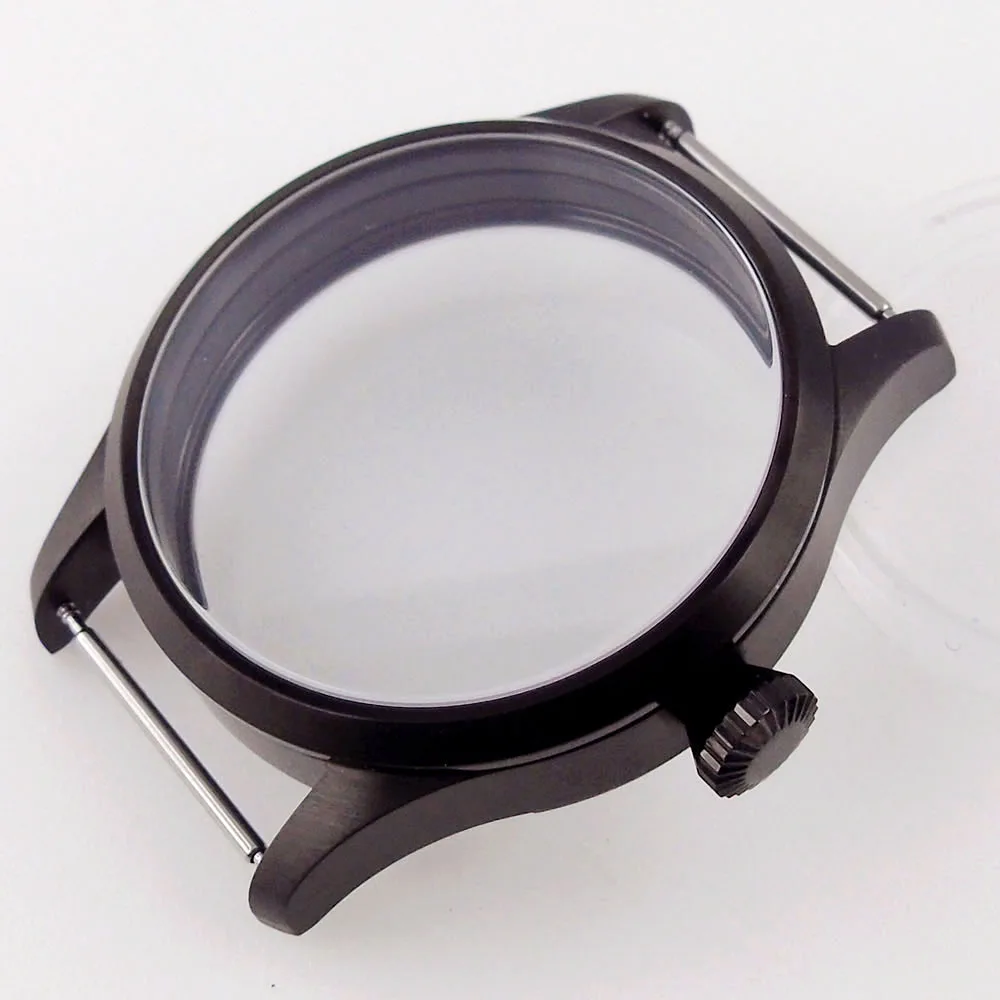 Black/Bronze Plated 42mm Sterile Manual Watch Case Parts For ETA 6497/6498 ST 3600/3620 Hand Winding Mineral/Sapphire Glass
