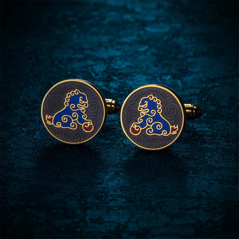 

KFLK Chinese element style lion design shirt wedding cufflinks for mens gift brand cuff links buttons high quality new arrival