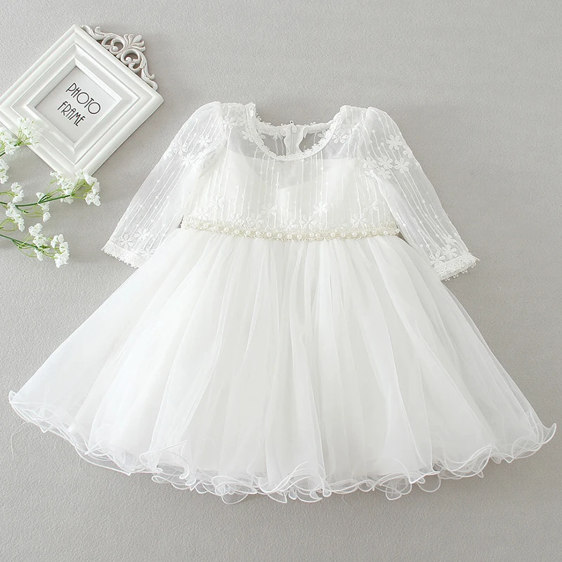 

New Baby Girl Dress Baptism Dress White Lace Infant Baptism Birthday Party Wedding Princess Dress Baby Clothing 0-24M