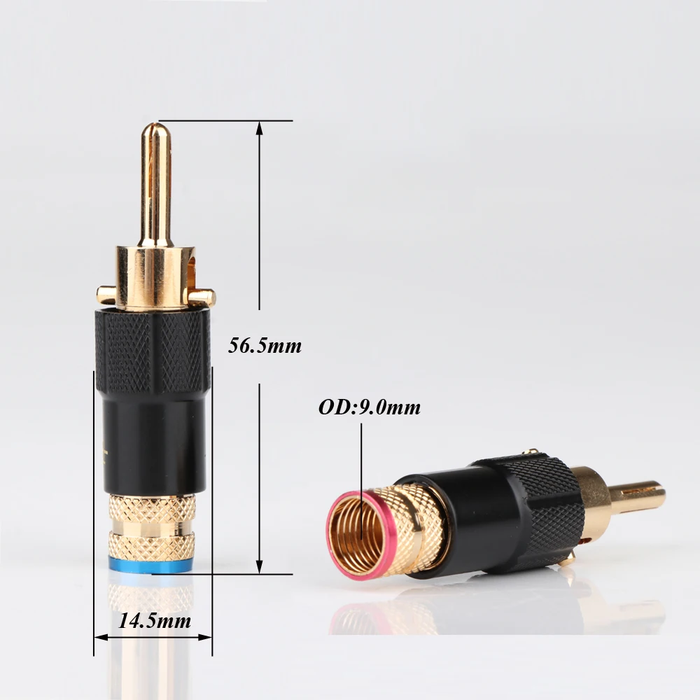 4pcs Hifi  lock Banana plug Audio Speaker Cable Connectors Gold Plated Audio Grade connector plug loudspeaker wire jack