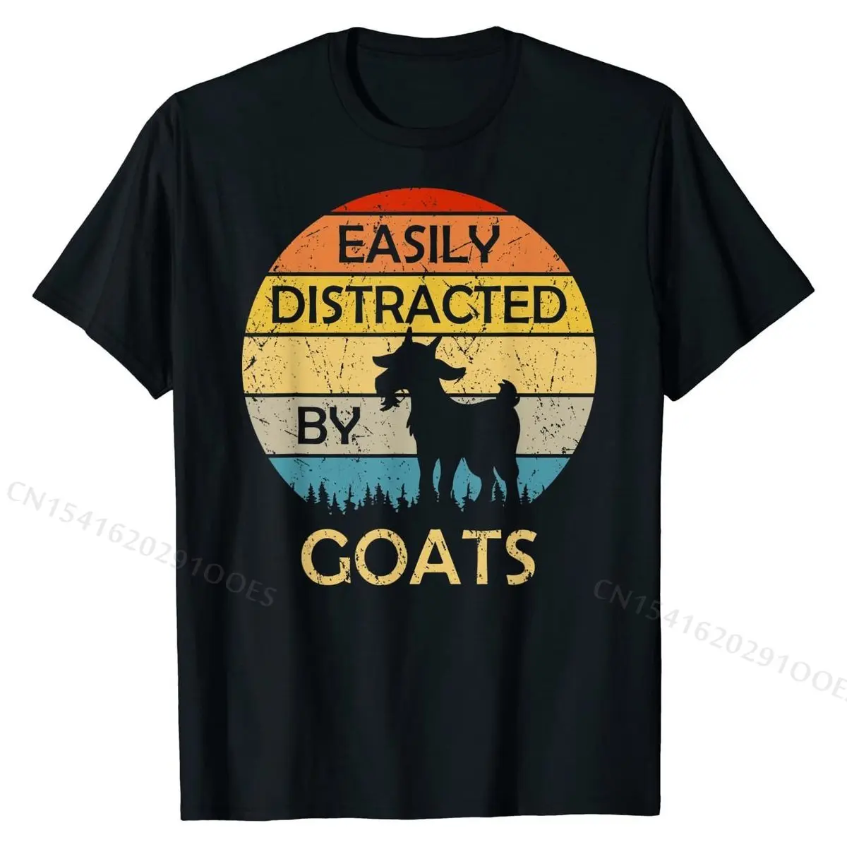 Easily Distracted By Goats Retro Vintage Funny Goat Lover T-Shirt T Shirt for Men Funny Tops & Tees Cute Personalized Cotton