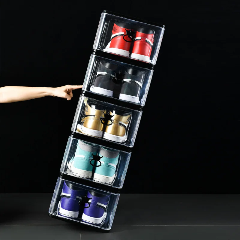 Large thickened transparent plastic shoe box, detachable folding shoe box storage artifact, dustproof shoe storage box2021