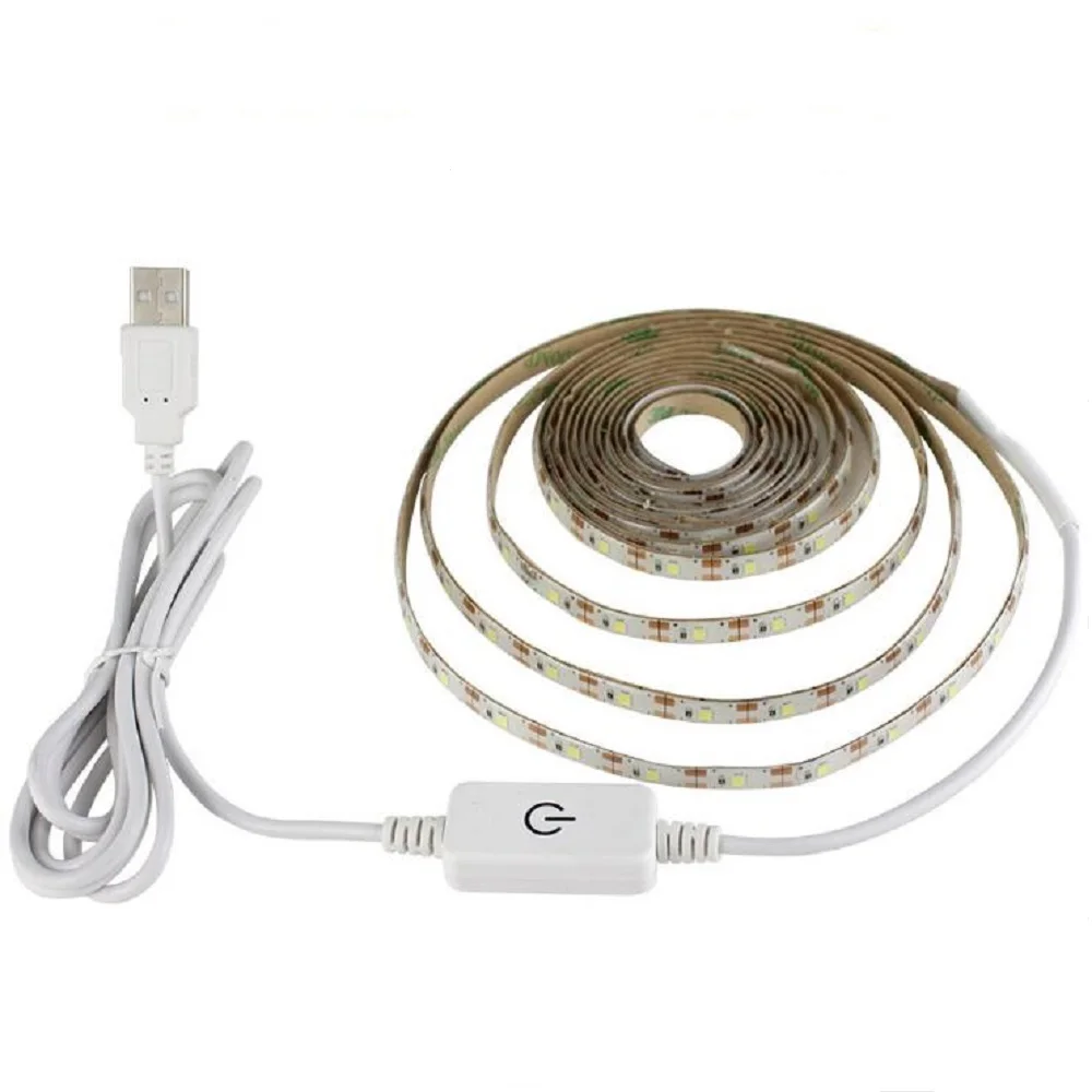 

USB Stepless Dimming LED Strip Light DC5V SMD5050 SMD2835 60Leds/m TV Backlight DIY Flexible Rope Tape Lamps