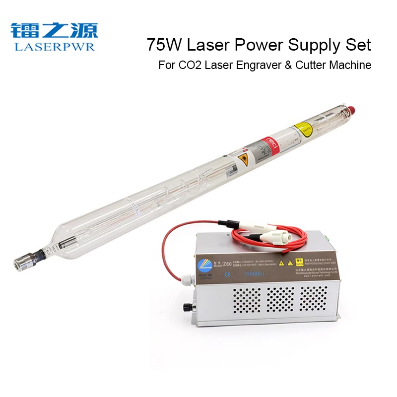 LASERPWR Z80 CO2 Laser Power Supply Source+RECI T1 75W Glass Tube Set 110V/220V for 50w-80w Laser Cutter/Engraver Accessories