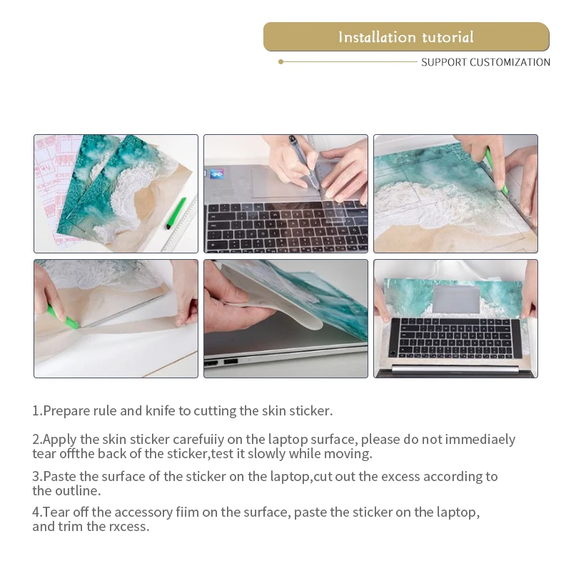 DIY Colorful Marble Cover Laptop Skin Sticker 11\