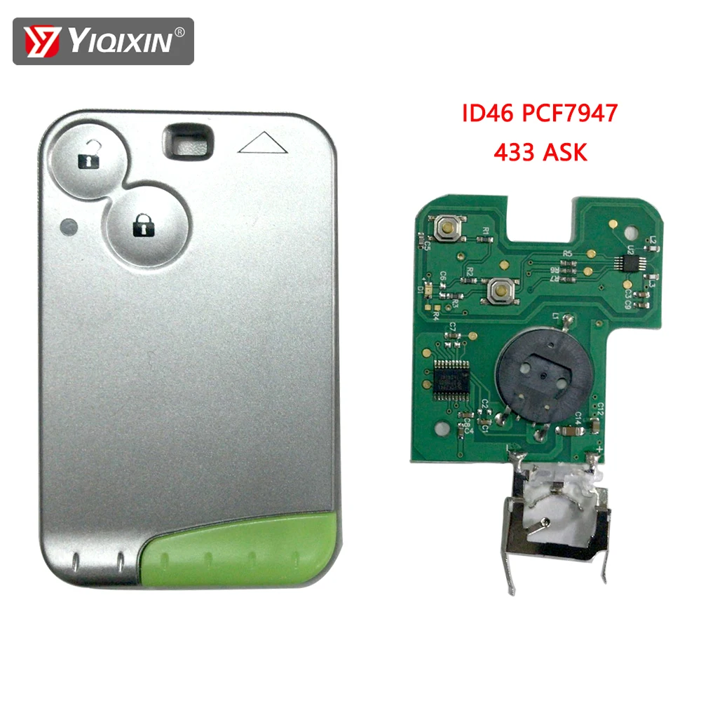 YIQIXIN ASK 2 pulsanti Fob Smart Card Key 433Mhz PCF7947 ID46 Chip Key Keyless Entry per Renault Laguna Espace 2001-2003-2006