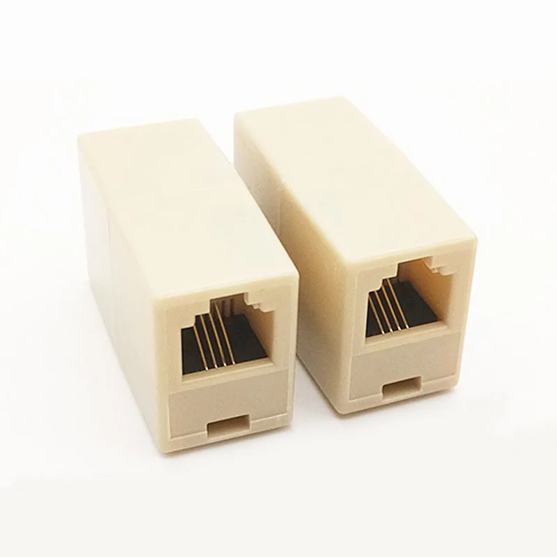 2/5/10Pcs RJ11 6P4C Double Ports Female Plug Telephone Connector Line Splitter Extender Plug Adapter