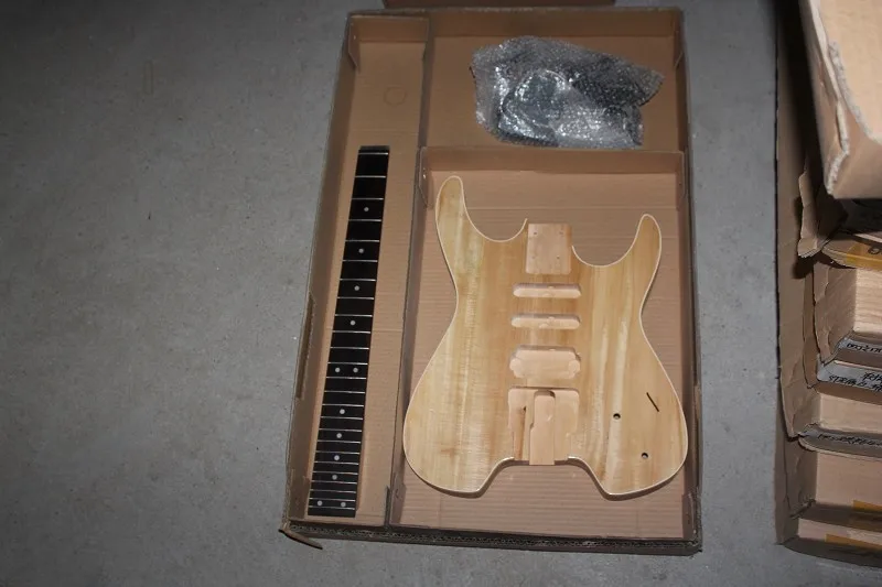 custom  6 string semi finished  guitar,headless guitar without paint,maple neck ,rosewood fingerboard