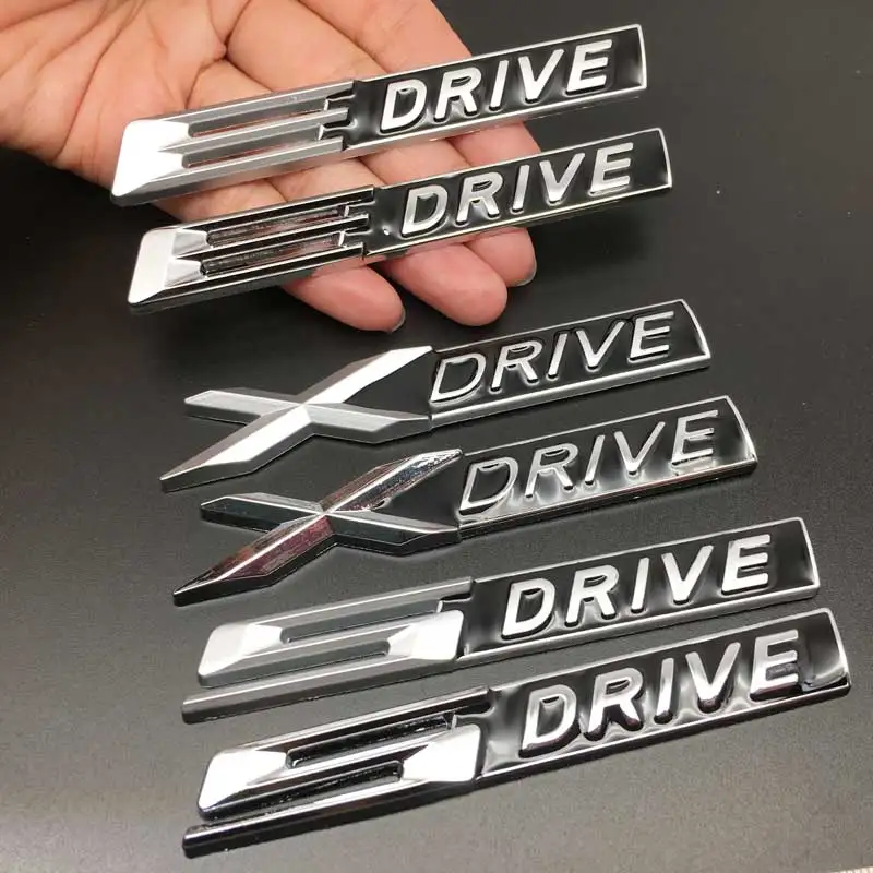 Car Styling Metal X Drive E Drive S Drive Logo Car Side Fender Rear Trunk Sticker for BMW X1 X3 X5 X6 E39 E53 E60 E90 F10 E46