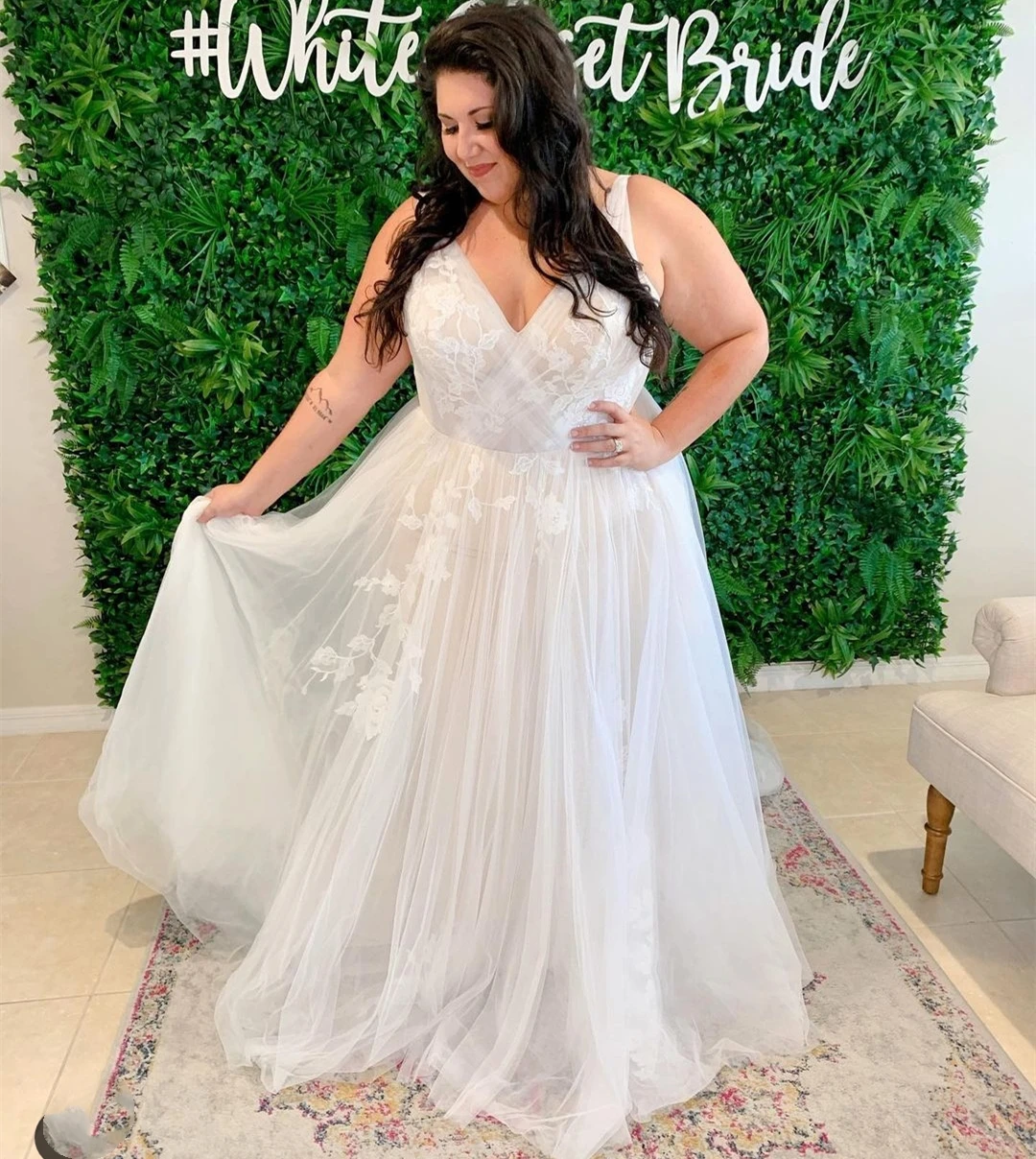 LSYX Plus Size abito da sposa Tank a-line lunghezza del pavimento pizzo Organza Tulle grande abito da sposa elegante civile Vintage senza maniche