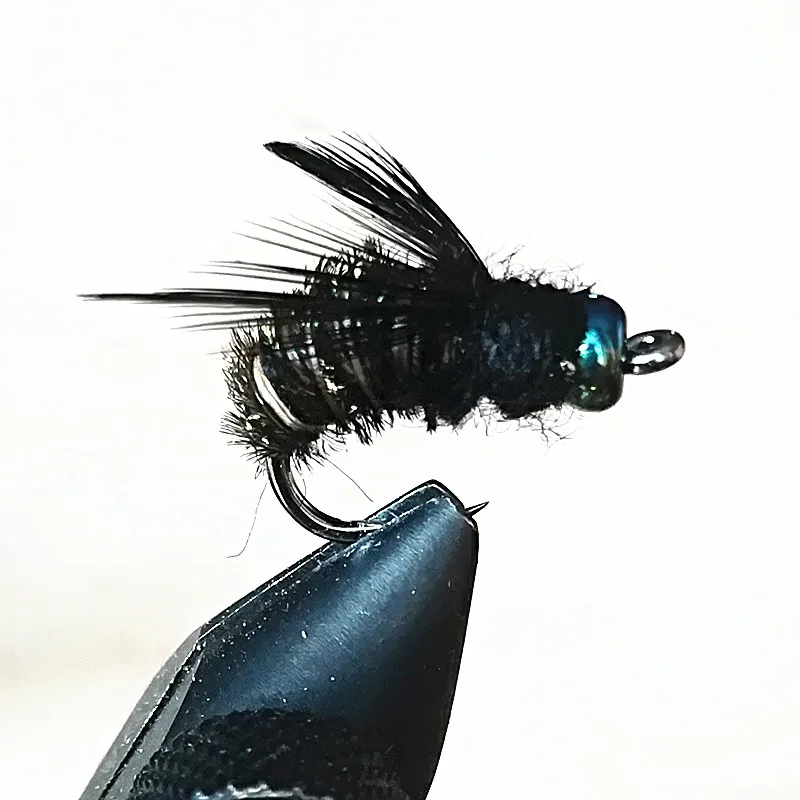KKWEZVA 18PCS angeln locken #8 Schwarz haken Pfau Feder Material Nymph Spinner Baetis Fly Köder Trout Fly Fishing fliegen & Lockt