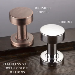 Door Handles for Interior Doors without Lock Tube Shape Brushed Copper and Chrome Color Options Stainless Steel Knob