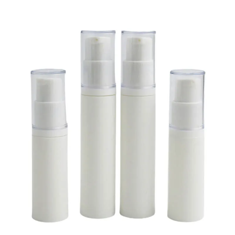 500 x 5cc 10cc White Empty Portable Cosmetic Airless Pump Lotion Bottle 10ml Refillable Beauty Container with clear cap