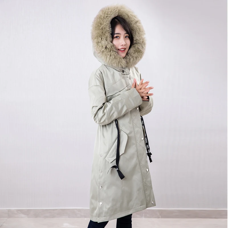 

Winter Real Fur Coat Women Natural Rex Rabbit Fur Parka 2020 Korean Thick Warm Fit Long Jacket Fox Fur Hooded Hiver PK-9T