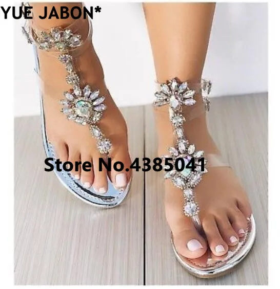 Women Plus Size 43 Flat Shoes For Women Bohemia Diamond Sandals Summer Shoes Flip Flop Chaussures Femme Buckle Strap Sandals