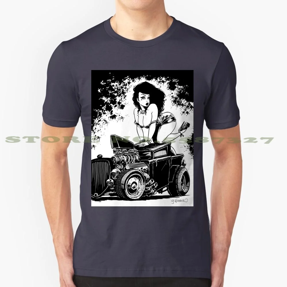 Shorty 100% Pure Cotton T-Shirt Shorty Hot Rod Pickup Truck Rat Girls Pinups Sexy Custom Culture Lowbrow Car Automobile Boobs