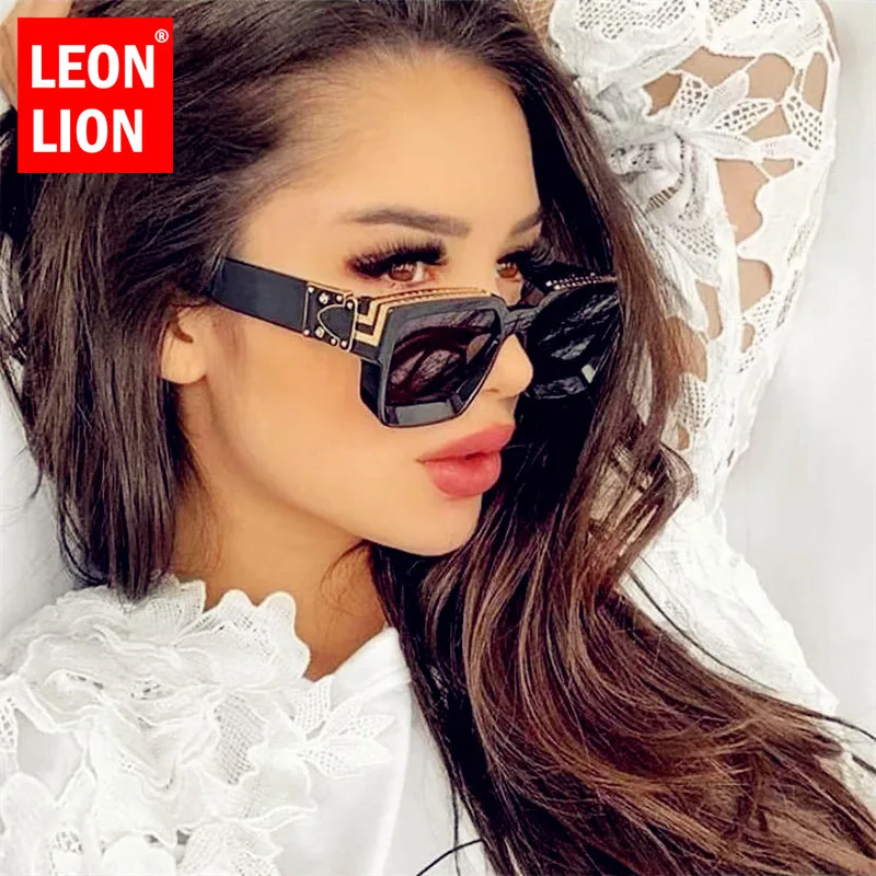 LeonLion Square Retro Sunglasses Women 2023 Luxury Brand Sunglasses Women Mirror Sun Glasses Men Eyewear Oculos De Sol Feminino