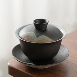 LUWU mountain design ceramic gaiwan kung fu tea set 180ml