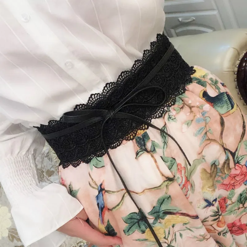 

H3292 Wide Waist Belt Women Lace All-match Sweet Bowknot Waist Seal Girls Fashion Lovely Vintage College Style Female Waistband