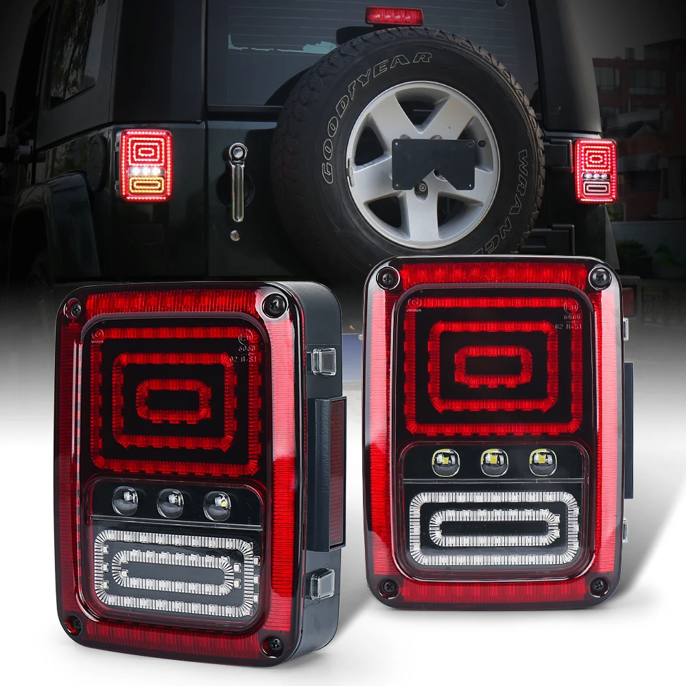 

MOVOTOR Auto LED Tail Light for Jeep JK JKU Multiple Function with Running Reversing Braking Turning Rear Lamp