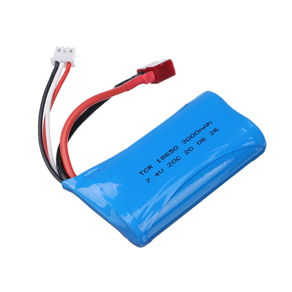 7.4 v lipo bateria 18650 3000 mah e 7.4 v carregador conjunto para q46 wltoys 10428 12428 12429 12423 A969-B peças de carro rc 7.4 v 3000 mah
