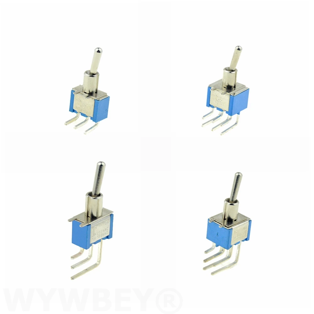 2PCS Mini Toggle Switch 3 Position 2 Positions ON OFF ON DPDT Self-locking KNX Toggle Switches 6A 125V Waterproof Cap Cover