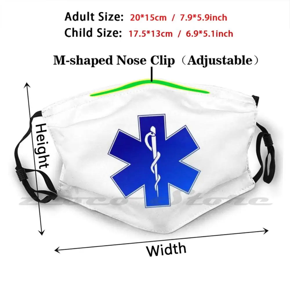 Ambulance Blue Star Of Life Mask Cloth Reusable Print Filter Washable Emt Ems Emergency Ambulance Personalized Star Of