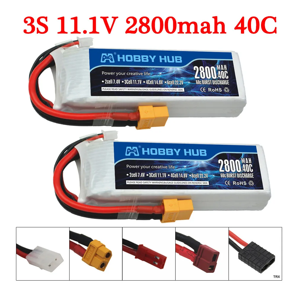 2ชิ้น/ล็อต RC ของเล่นรถแบตเตอรี่3S 11.1V 2800MAh เหมาะสำหรับเฮลิคอปเตอร์ Quadcopter รถบรรทุกถังแข่งรถไฟรถแบตเตอรี่อะไหล่