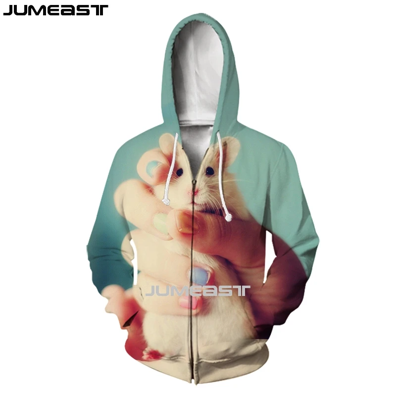 

Jumeast Men Women 3D Sweatshirts Animal Hamster Oversized Coat Streetwear Harajuku Casual Jacket Pullover Spring Zipper Hoodies