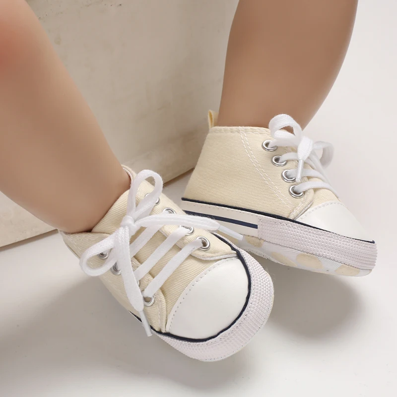 Canvas-Turnschuhe für Babys, Jungen und Mädchen, Lauflernschuhe für Kleinkinder, rutschfest, weiche Sohle, klassische Schuhe für Neugeborene, 0–18 Monate – Detail 23