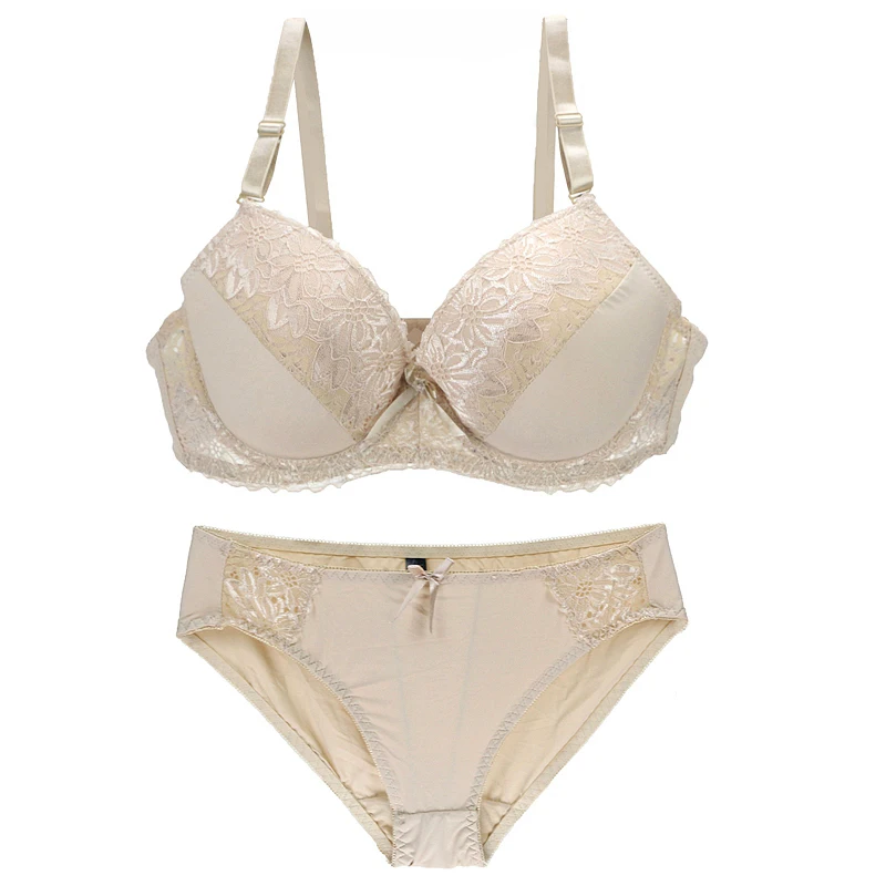 Nouvelle-lencería Sexy DE encaje sin costuras para mujer, lencería DE talla grande, Tanga DE copa DE realce ahuecada, conjunto DE sujetadores, ropa