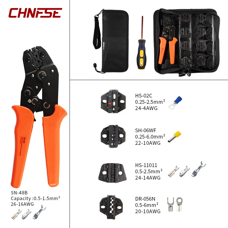 Crimping Tool kit Pliers Set SN-48B Wire Crimping Jaw Terminal Ferrule Crimper Hand Tools Electrcal Ratchet Receptacle